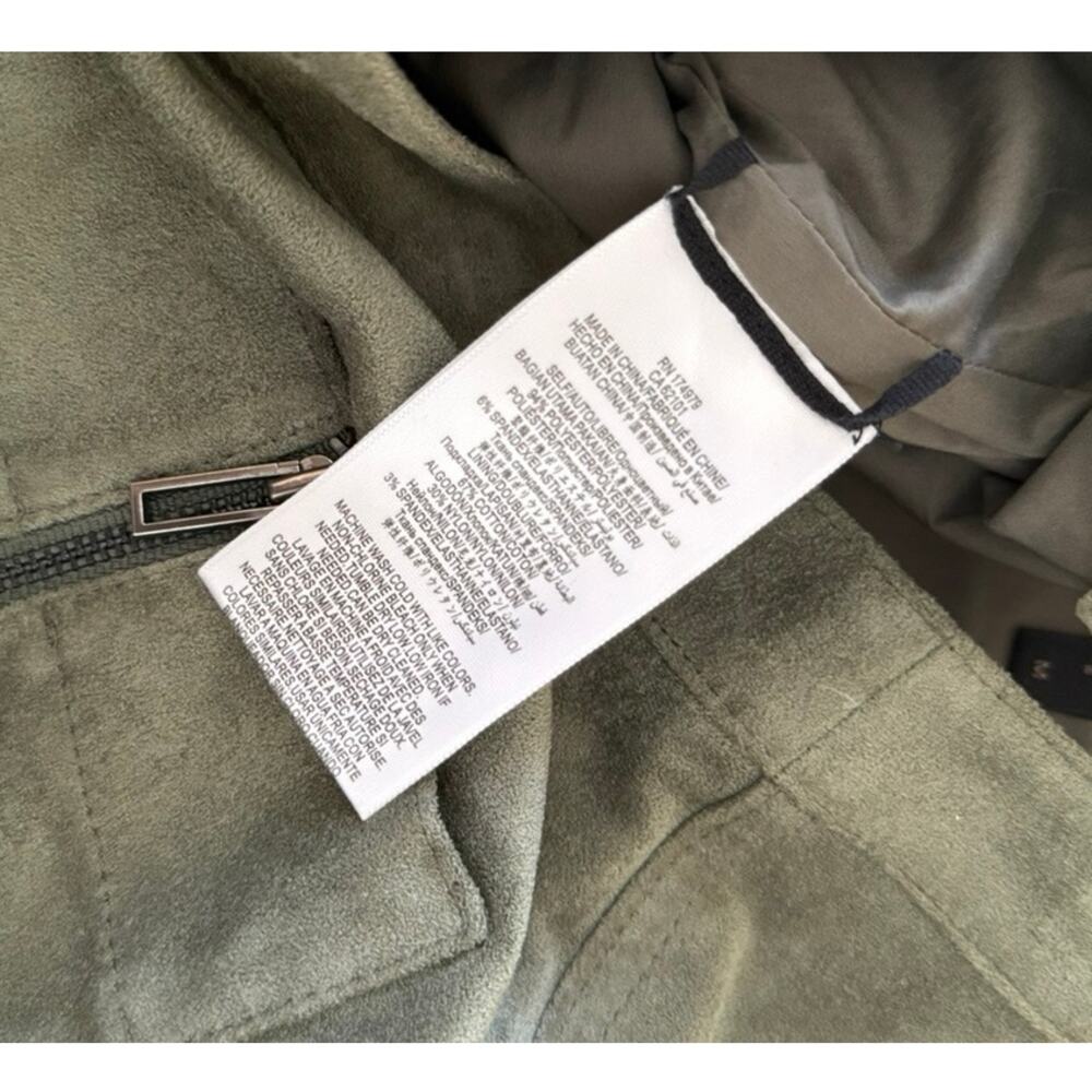 BCBGMAXAZRIA Olive Faux Suede Mini Skirt Utility Cargo Zip Pocket Y2K ✨ - Picture 9 of 9